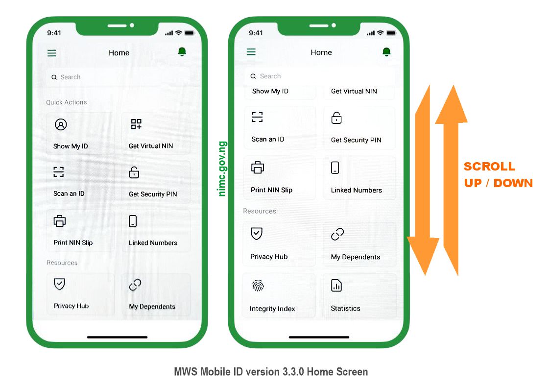 MWS Mobile ID v3.3.0 home screen