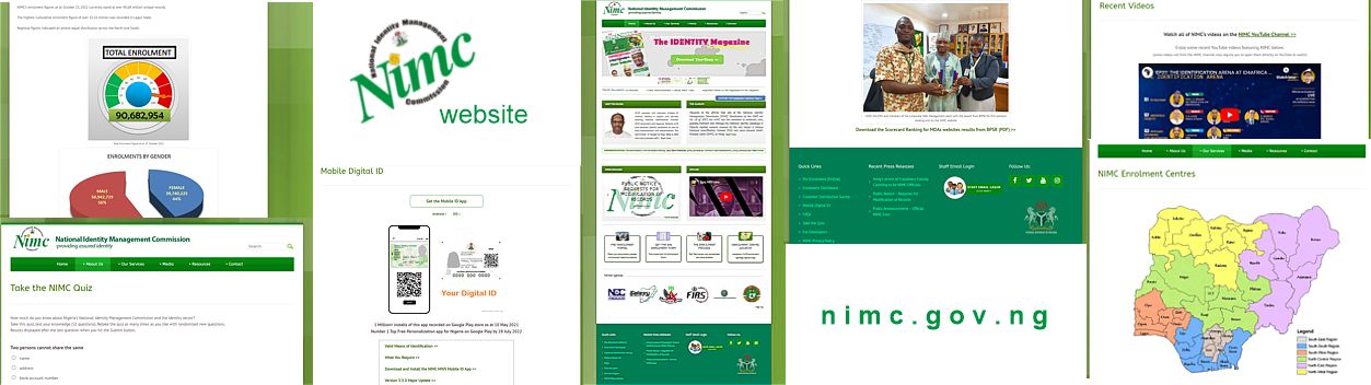 An image showcase of the NIMC website